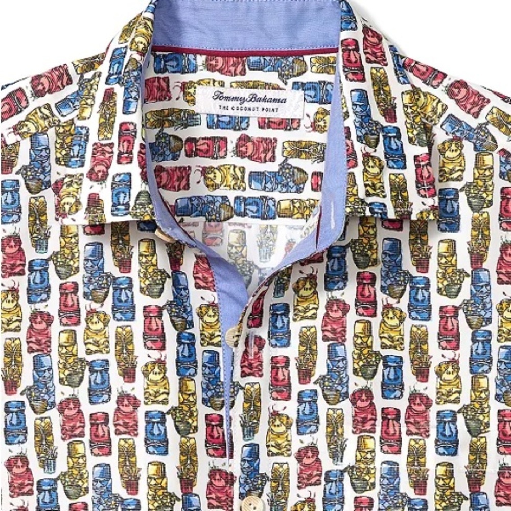NEW Tommy Bahama HAWAIIAN IslandZone MODAL Camp Shirt Tini Tiki Coconut XSMALL - Picture 2 of 10